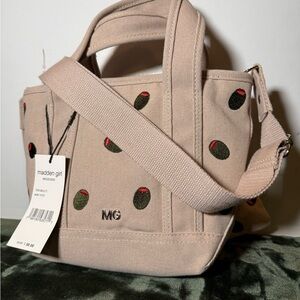 Madden Girl Tan Tote with Olive Design and charms
